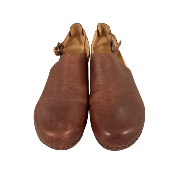 Dansko Womens Sassy Clogs Tan Size 40 Brown Leather Block Ankle Strap Casual - Picture 6 of 16